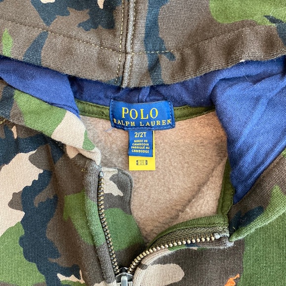 Polo Ralph Lauren Camo Hoodie Full Zip 2T - Picture 2 of 4
